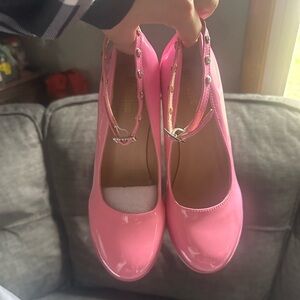 Pink Women's Shoes with Ankle Strap